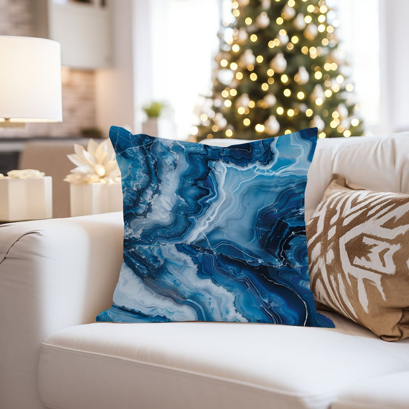 Abstract Blue Marble Crystal Geode I Modern