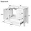 Meuble-lavabo 36 po avec poignées argentées - Design blanc intemporel pour un lavabo rectangulaire en céramique