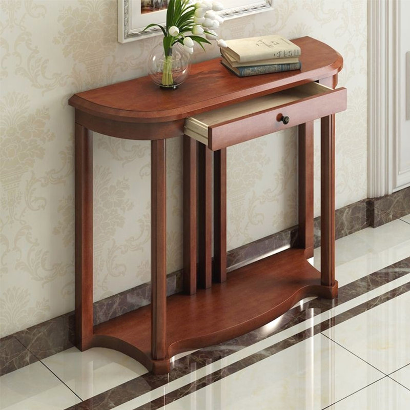 Console en bois d'hévéa massif, H 31,5 po x l 39,4 po x P 13,4 po, Couleur noyer clair