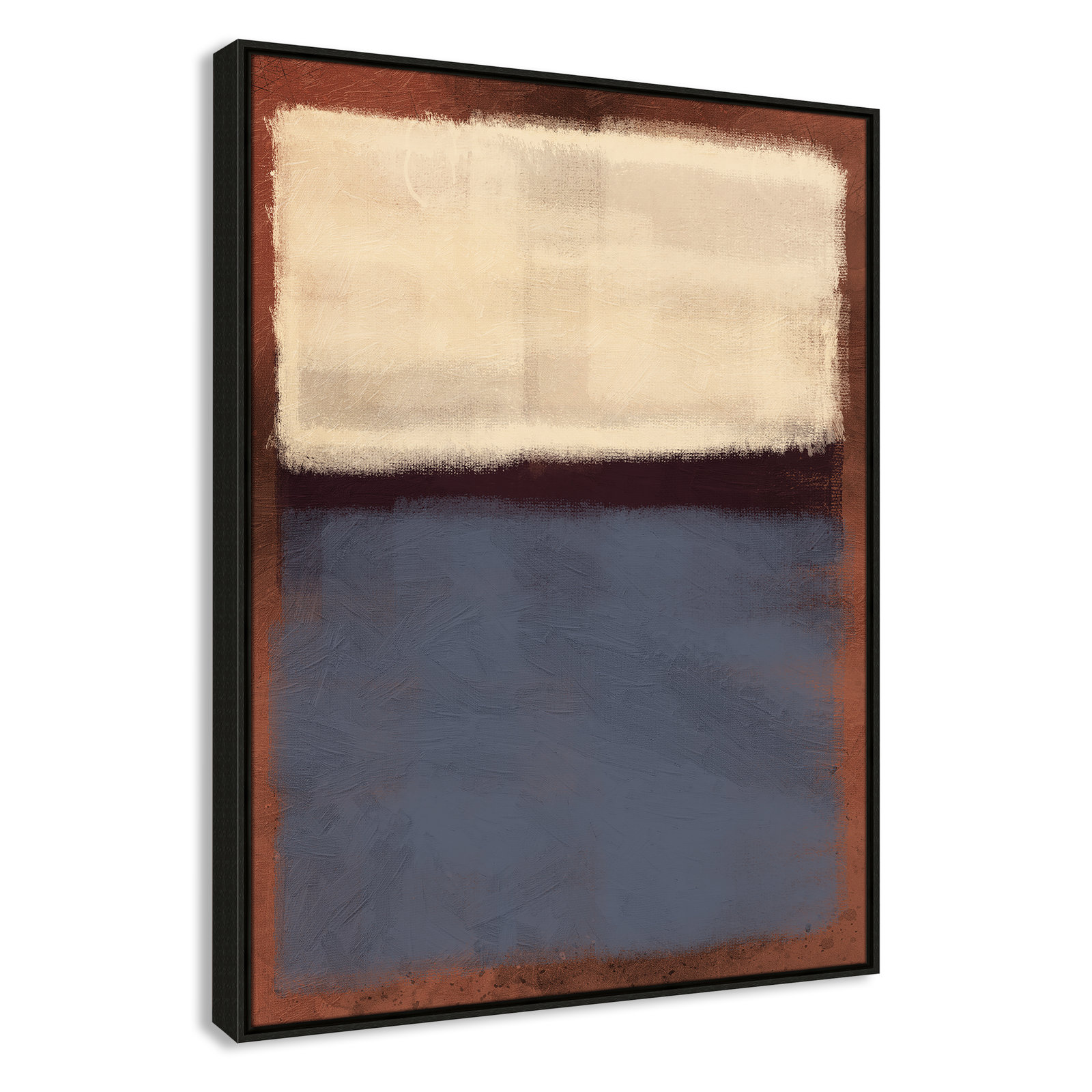 Alabaster Burst - Floater Frame Painting on Canvas, Espresso Framed, 41.5" H x 31.5" W x 2" D