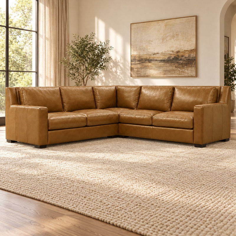 Cabo Heirloom Quality RAF Sofa in Buttery Soft 100% Top Grain Leather, Made to Order, Mars Tan