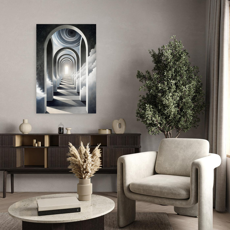 The Infinite Archways Ethereal Surreal Abstract Architecture City Wall Art by Miguel Bruzual - Wrapped Canvas Print