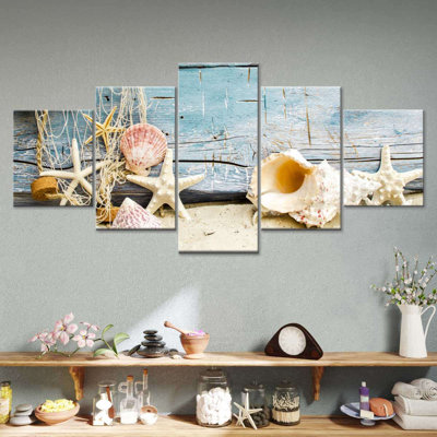 Ensemble de 5 coquillages sur toile Boardwalk