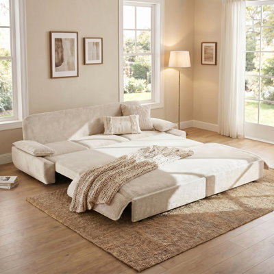 94.52" King Pull Out Sofa Bed, 3-in-1 Convertible Sleeper Sofa Bed for Living Room