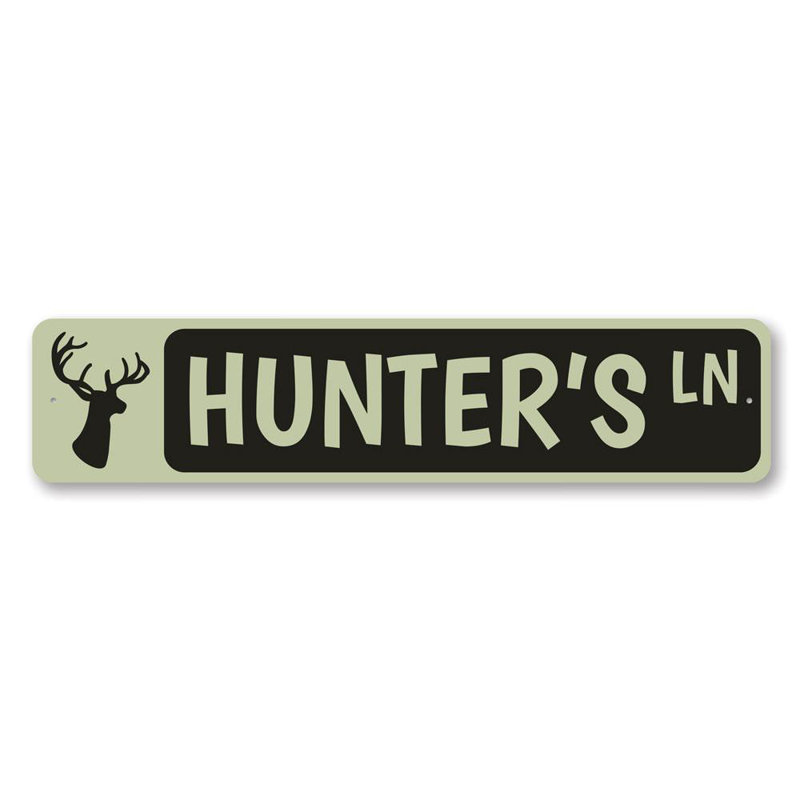 Plaque en aluminium personnalisée Hunter's Lane, H 6 po x l 24 po x P 0,063 po