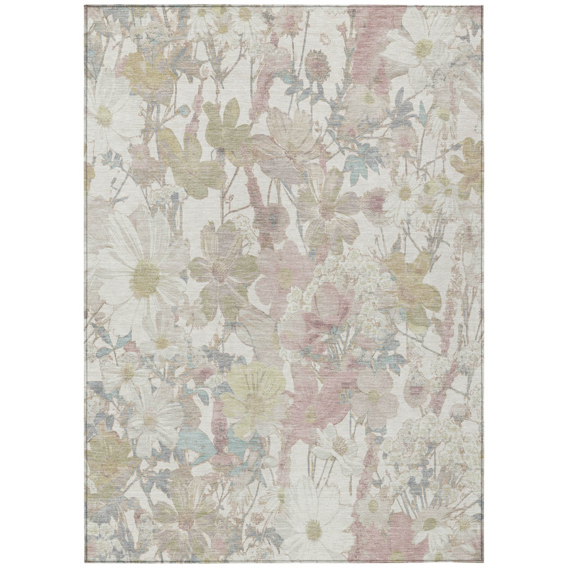 Tapis intérieur / extérieur ivoire Taniska, 9 pi x 12 pi