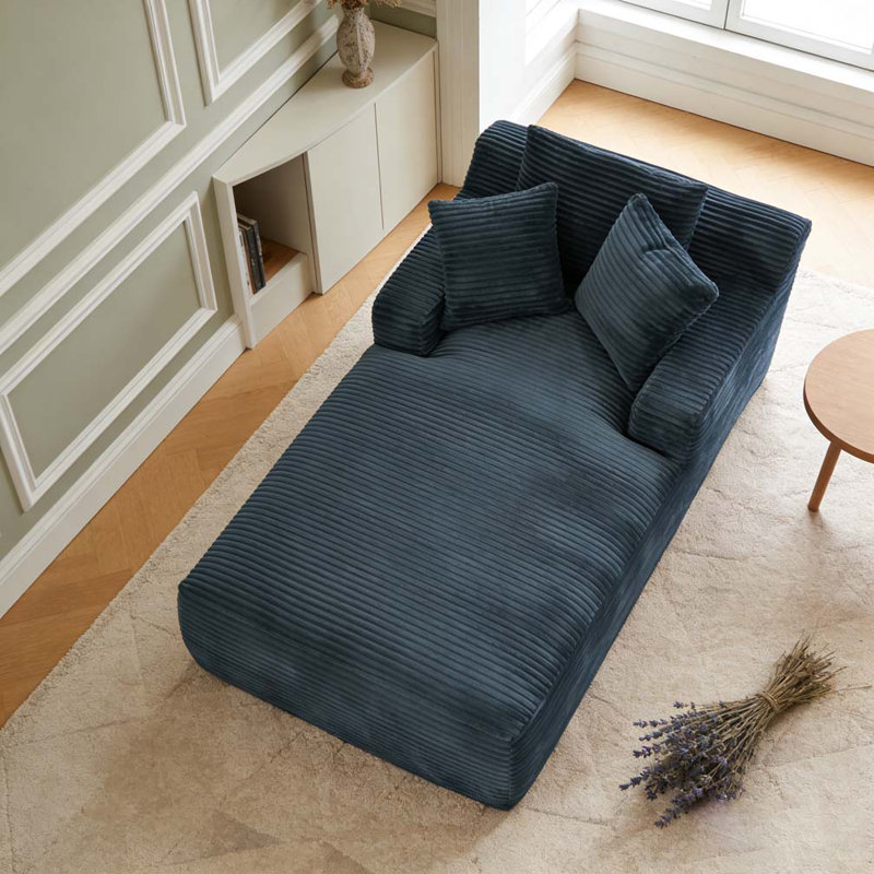 Chaise longue surdimensionnée en velours côtelé pour l'intérieur, Gris foncé
