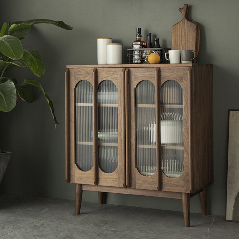 Buffet simple en verre, Marron foncé