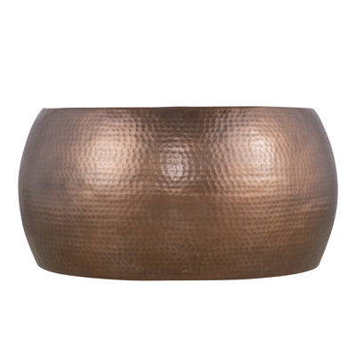 Table basse ronde moderne en aluminium 32 po avec cuivre antique martelé à la main Modern