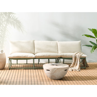 Garden Sofa Set 3 Seater Bessi Metal Green