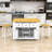 Chiyeko 3-Piece Kitchen Island Set with Storage Shelves, Built-in Charging Station and Bar Stools-237770627