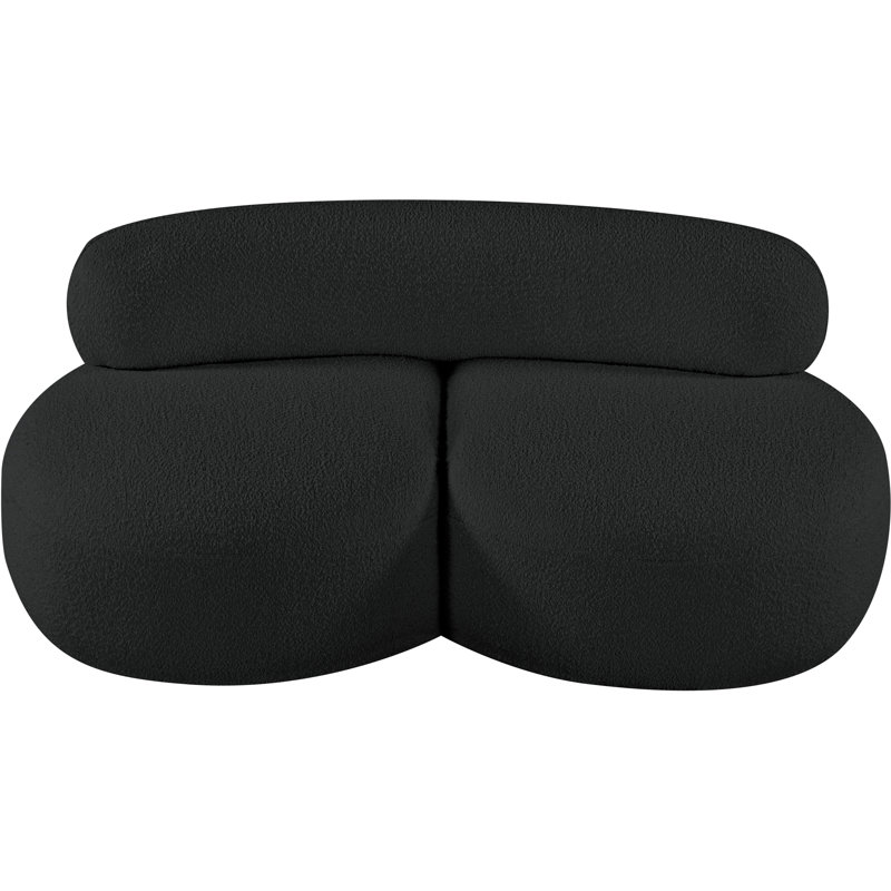 Causeuse rembourrée Isia, Tissu bouclé noir