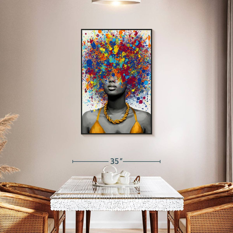 Afro Pop II, Cadre flottant noir, 29 po x 43 po