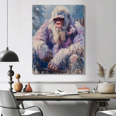 Pink Grey Summer Sasquatch Sanctuary II - Bigfoot Wall Art Living Room