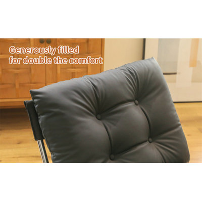 Fauteuil en cuir, fauteuil d'appoint moderne à haut dossier, chaises de salon avec pieds en métal et rembourrage doux, chaises de canapé pour le bureau personnel, la chambre à coucher, la salle à manger