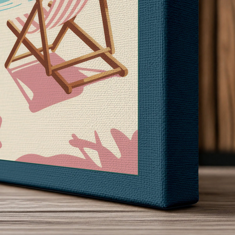 Seaside Retreat Coastal - Wrapped Canvas, 18x12 - 45.7 x 30.5 cm, Teal Border