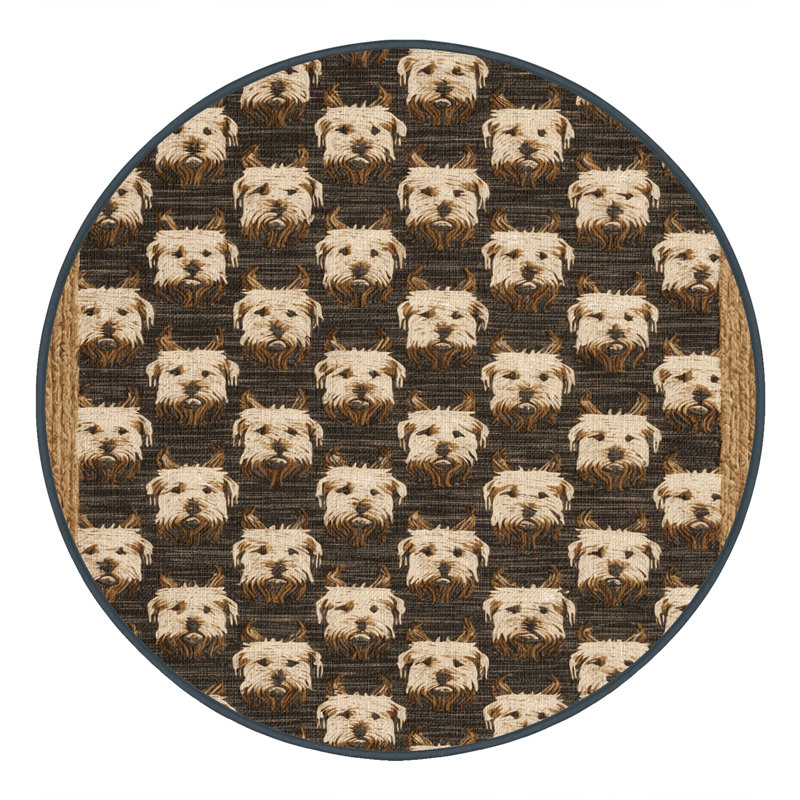 Washable Scottish Terrier Dogs Area Rug, Round 8'