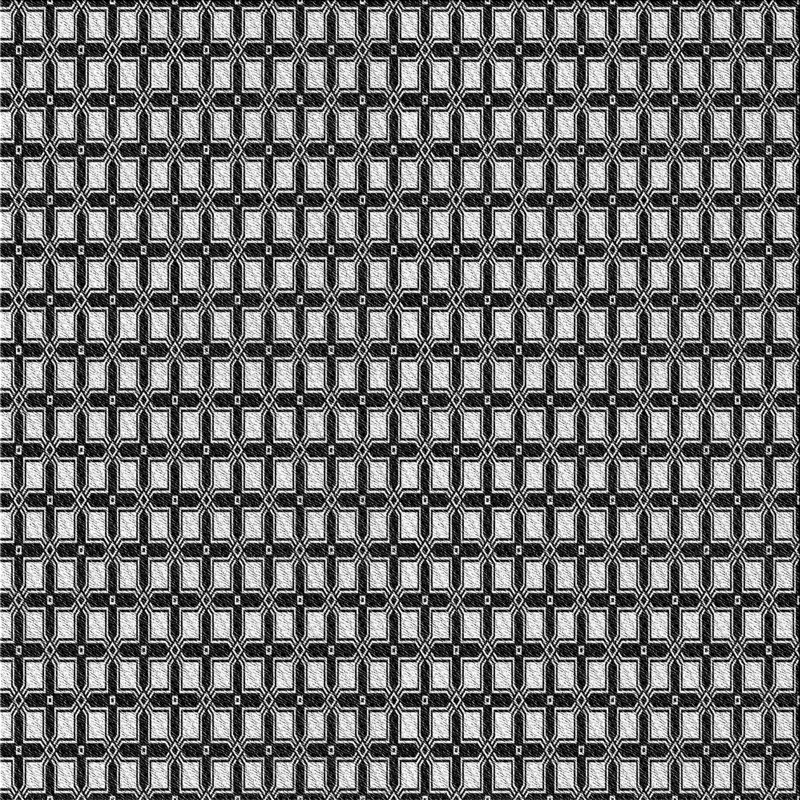 Tapis noir/blanc à motifs, Carré 8 pi