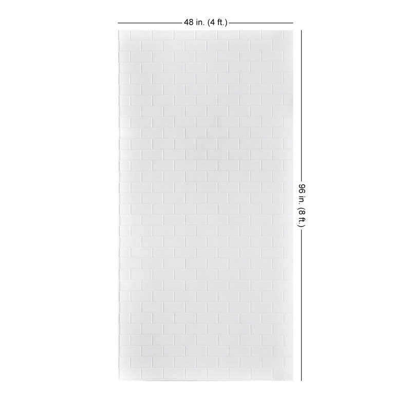 Subway Tile MirroFlex 4ft. x 8ft. Glue Up PVC 3D Wall Panels 160 sq.ft., Winter White