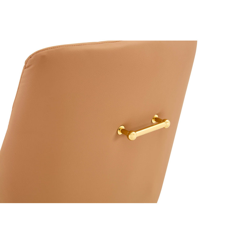 Élégante chaise de salle à manger capitonnée avec poignée en métal et coussin à ressorts