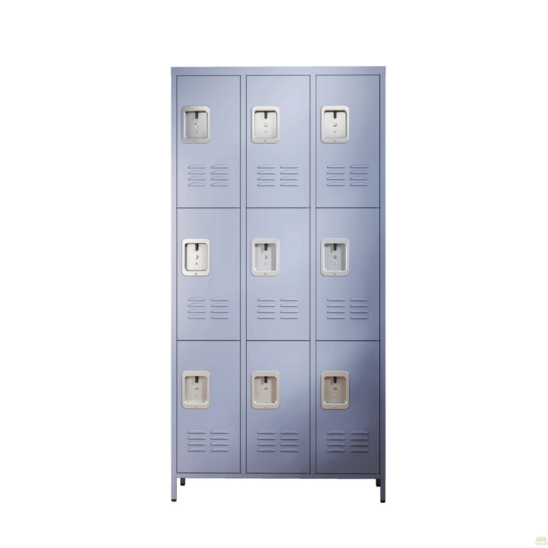 Armoire vestiaire en métal 9 portes H 72 "avec serrure, rangement, Gris