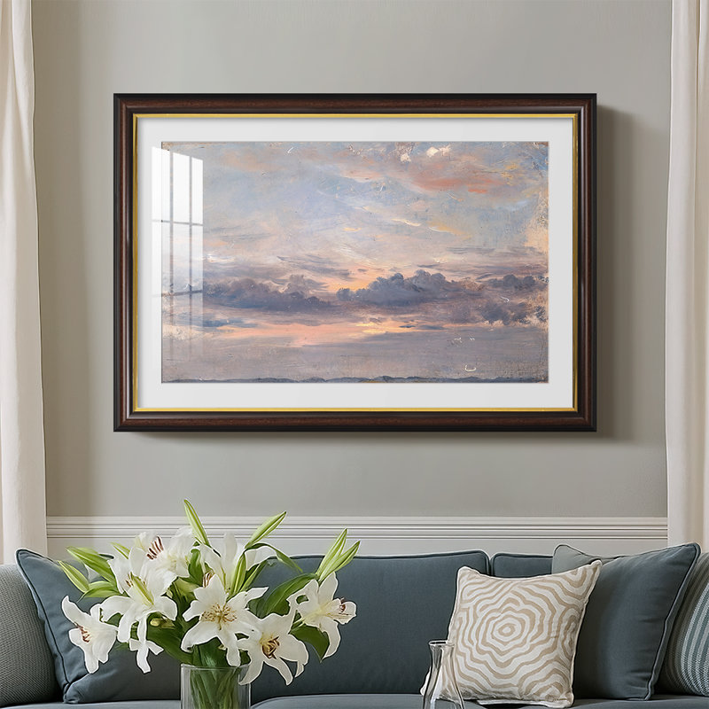 A Cloud Study, Sunset, c. 1821-1822-John Constable-Custom Framed Canvas, Yes, Walnut Gold Lip, 28X40