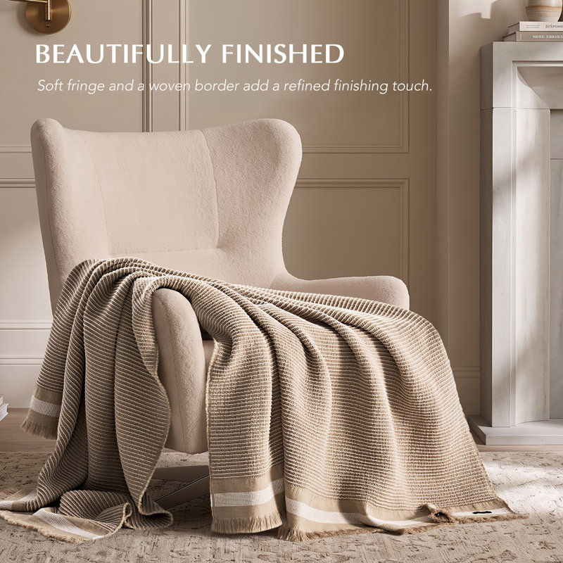 EverGrace 100% Organic Cotton Waffle Throw Blanket, 50*60inch, Sand Dune