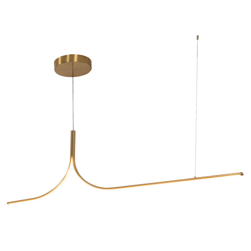 Luminaire suspendu linéaire en fil de fer doré à intensité variable de 5 pi à DEL, 5 pi, Or brossé-UNV-010