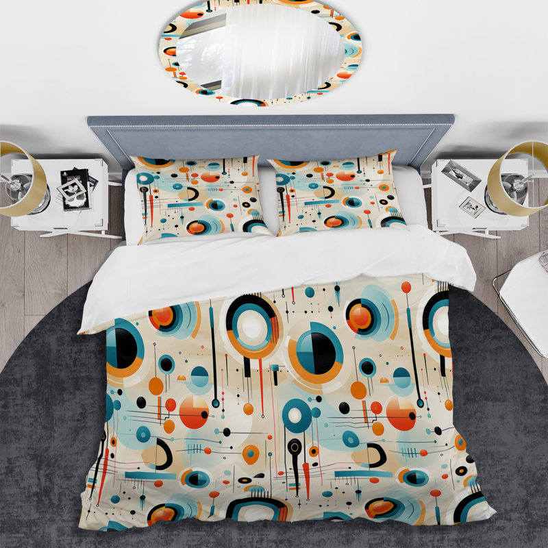 Amidat Retro Futurism Vibe I - Ensemble de housse de couette Mid-Century - Microfibre de polyester