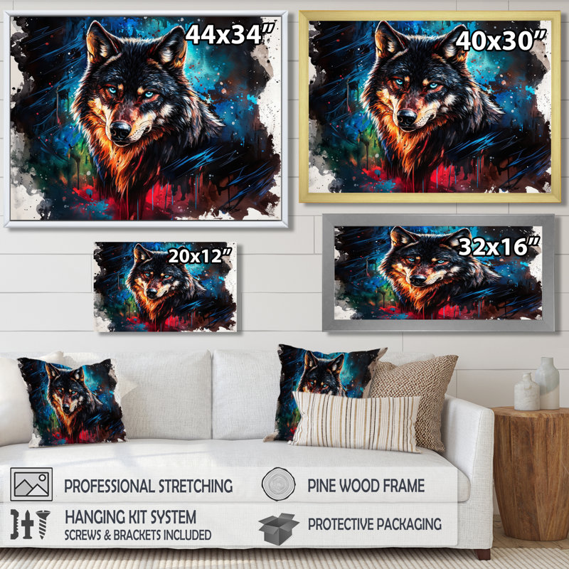 Forest Wolf In Watercolor - Wolf Wall Art, Wrapped Canvas, Does Not Apply, 24" H x 32" W