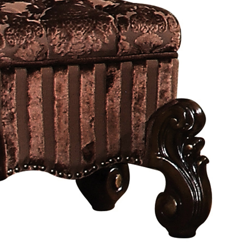Tabouret de coiffeuse cerisier en chêne avec assise et revêtement brun doux