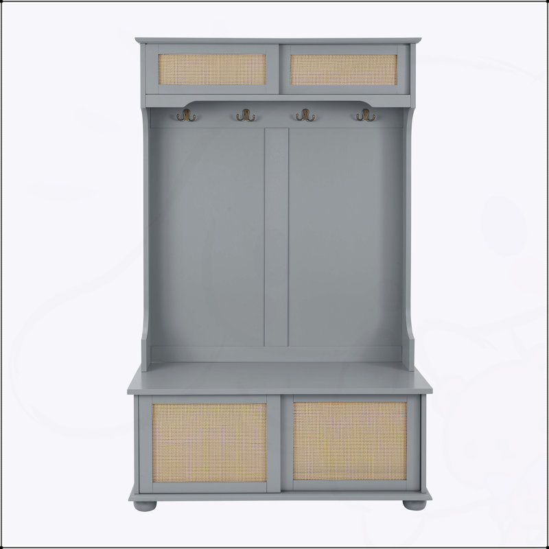 Adjustable Shelf Shoe Cabinet with Sliding Doors and Wood Feet, Perfect for Organized Entryways, Gray