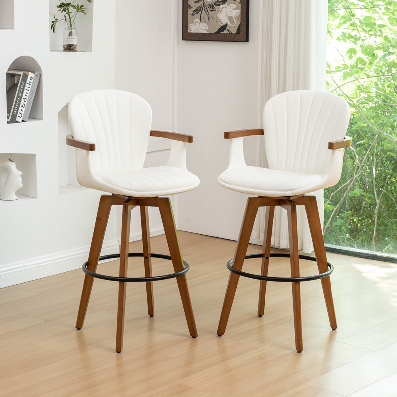 Kelsch Swivel Bar Stool, White, Counter Stool (67.6cm Seat Height)