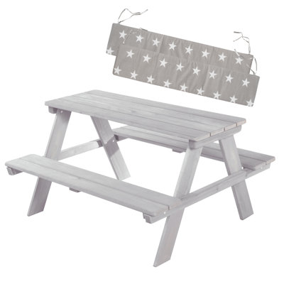Kids 4 Piece Solid Wood Rectangular and Chair Set and Bench