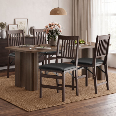 Padded Stackable Folding Dining Chairs with Solid Wood Frame, No Assembly