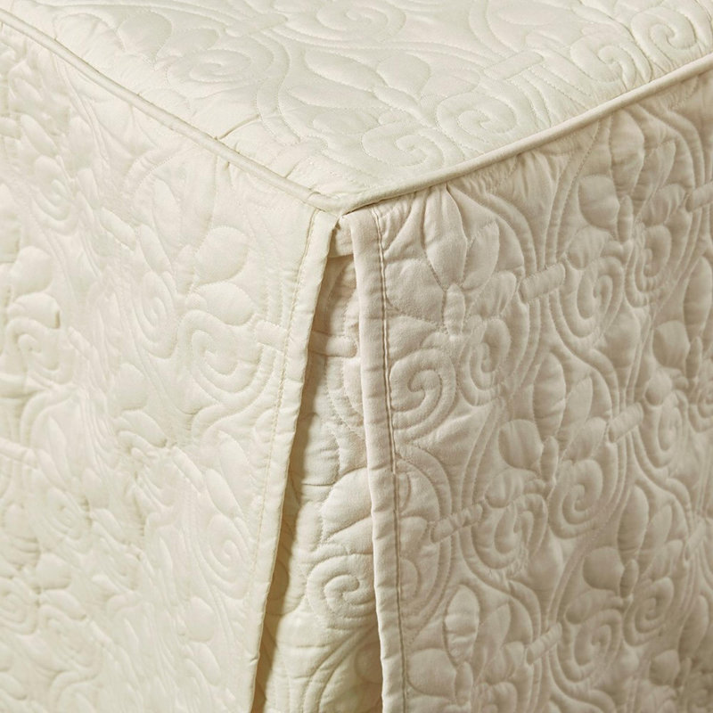 Ensemble de 3 couvre-lits matelassés plissés en coin Split, Couvre-lit grand et 2 taies décoratives, Crème, crème