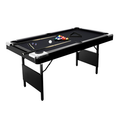 6 Ft Pool Table, Portable Billiards Tables, Folding Pool Table Includes Full Set of Billiard Balls, 2 Cue Sticks, Chalk & Felt Brush, Snooker Table for Family Game Room