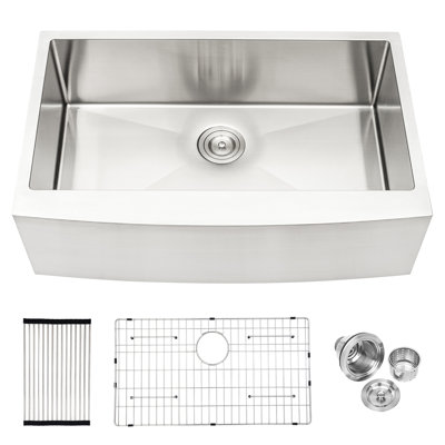 Évier de cuisine 30 po en acier inoxydable - calibre 16, 21 po x 10 po, avec drainage efficace de l'eau et crépine 30 po x 21 po x 10 po