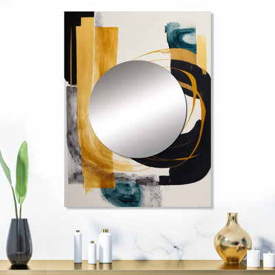 Margan moderne vert art déco III - miroir transitionnel, miroir mural unique vert, art imprimé en métal