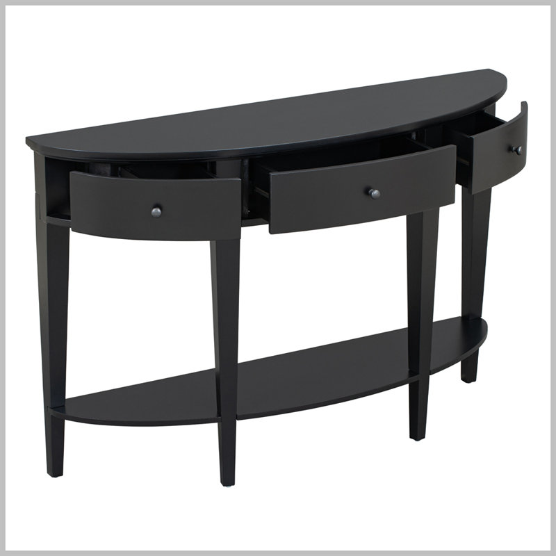 Table console moderne avec 3 tiroirs et 1 tablette, Noir