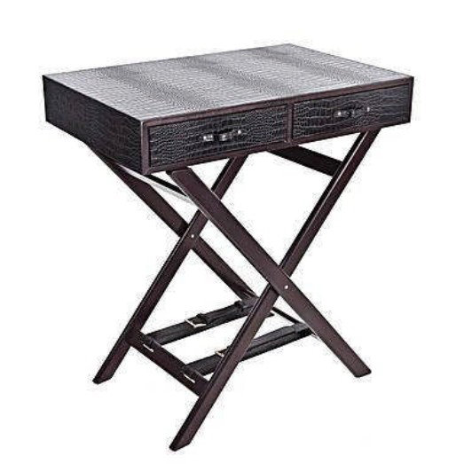 Eaton Solid Wood Cross Legs End Table, Dark Brown
