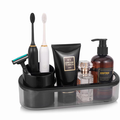 Electric Toothbrush Holder & Bathroom Countertop Organizer - Detachable Tray, Toothpaste Caddy Storage, Vanity Sink Accessories