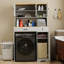 Armoire de rangement au-dessus de la laveuse et de la sécheuse convenant aux machines à laver compactes, organisateur de rangement pour salle de lavage avec 1 panier à linge, 4 portes, 1 tiroir et 2 tablettes réglables - Antique