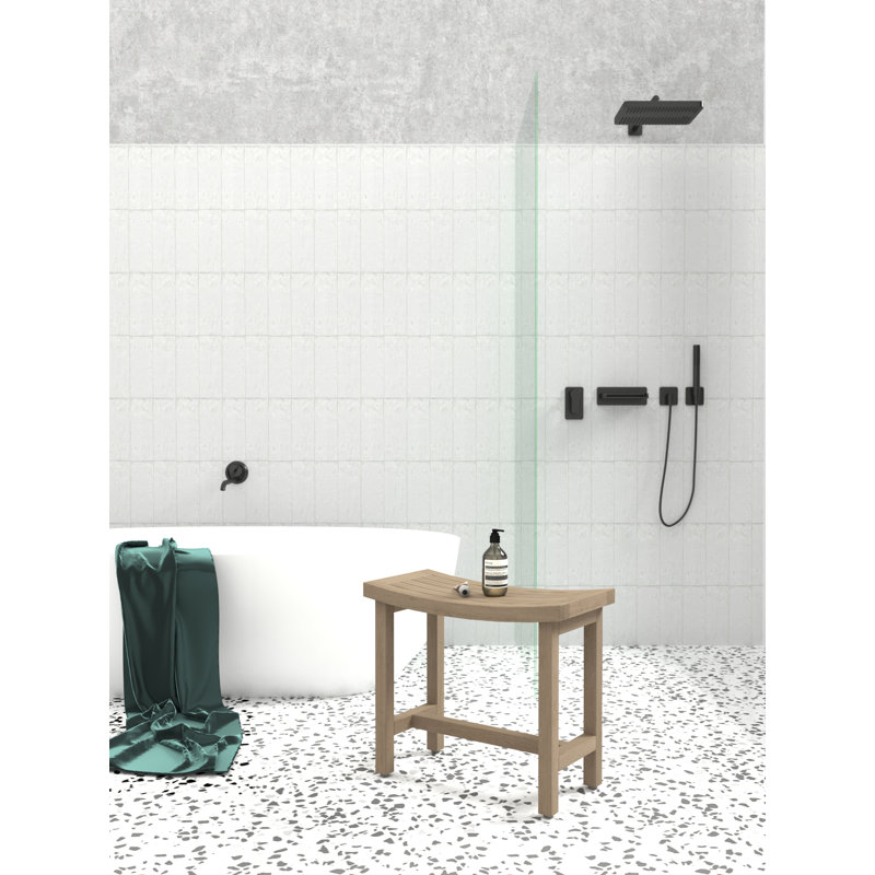 Banc de douche 24 po Sumba, H 21 po x l 24 po x P 12 po, Huile de teck