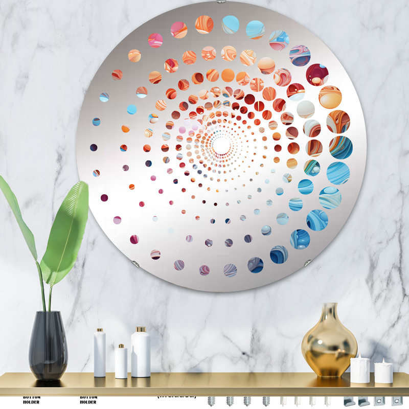 Intricate Multicolor Drip Paint I - Miroir décoratif à points spiralés - MIR111471-Rond, 31,4 po x 31,4 po