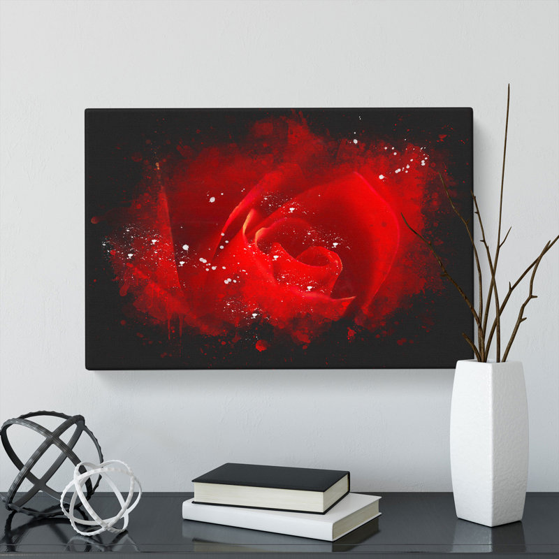 Red Rose Flower Vol.8 - Wrapped Canvas, 60cm H x 91cm W x 3cm D