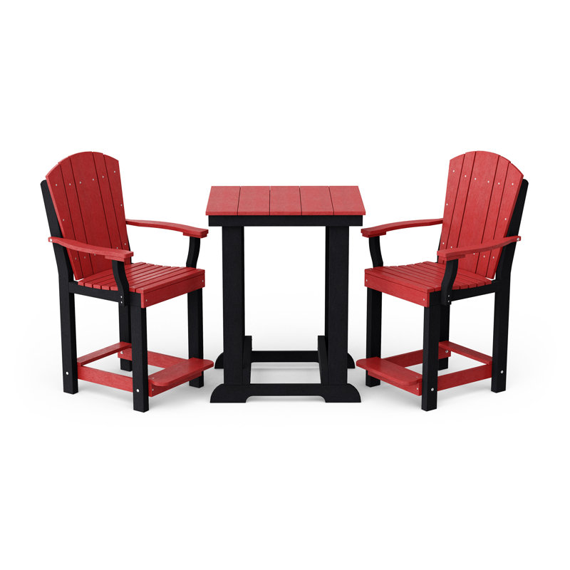 Heritage 3-Piece Patio Set, Cardinal Red/Black