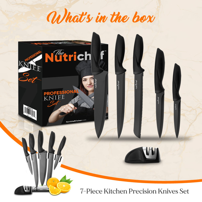 NutriChef 7 Piece Stainless Steel Assorted Knife Set