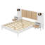 Structure de lit en bois avec 2 tables de chevet et design élégant avec lampes-362146387
