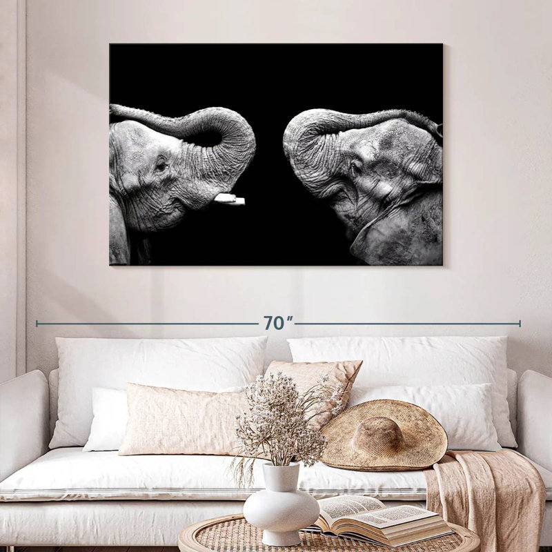Crowle Dueling Elephants, 32" H x 48" W